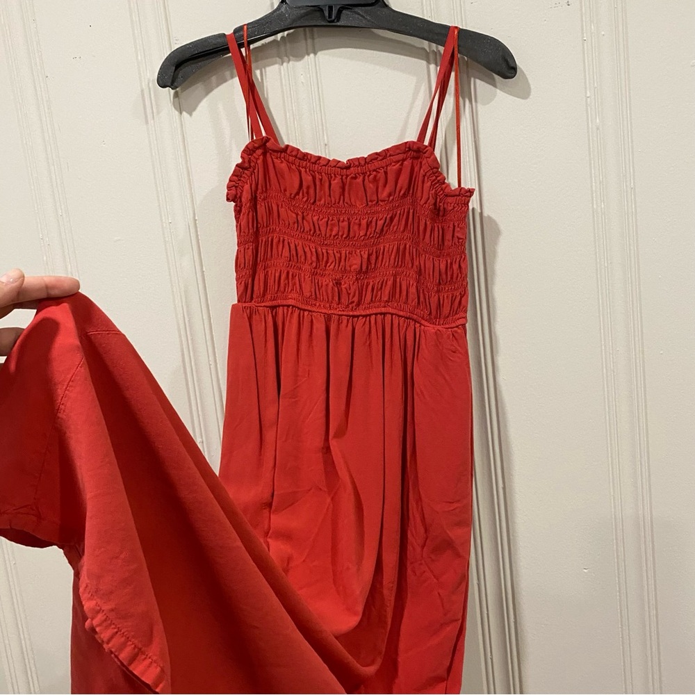Old Navy cami Red Smocked Midi Dress